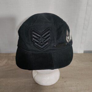 Vintage Sean John Flat Cap Newsboy Hat Black Military‎ Textured Size M/l